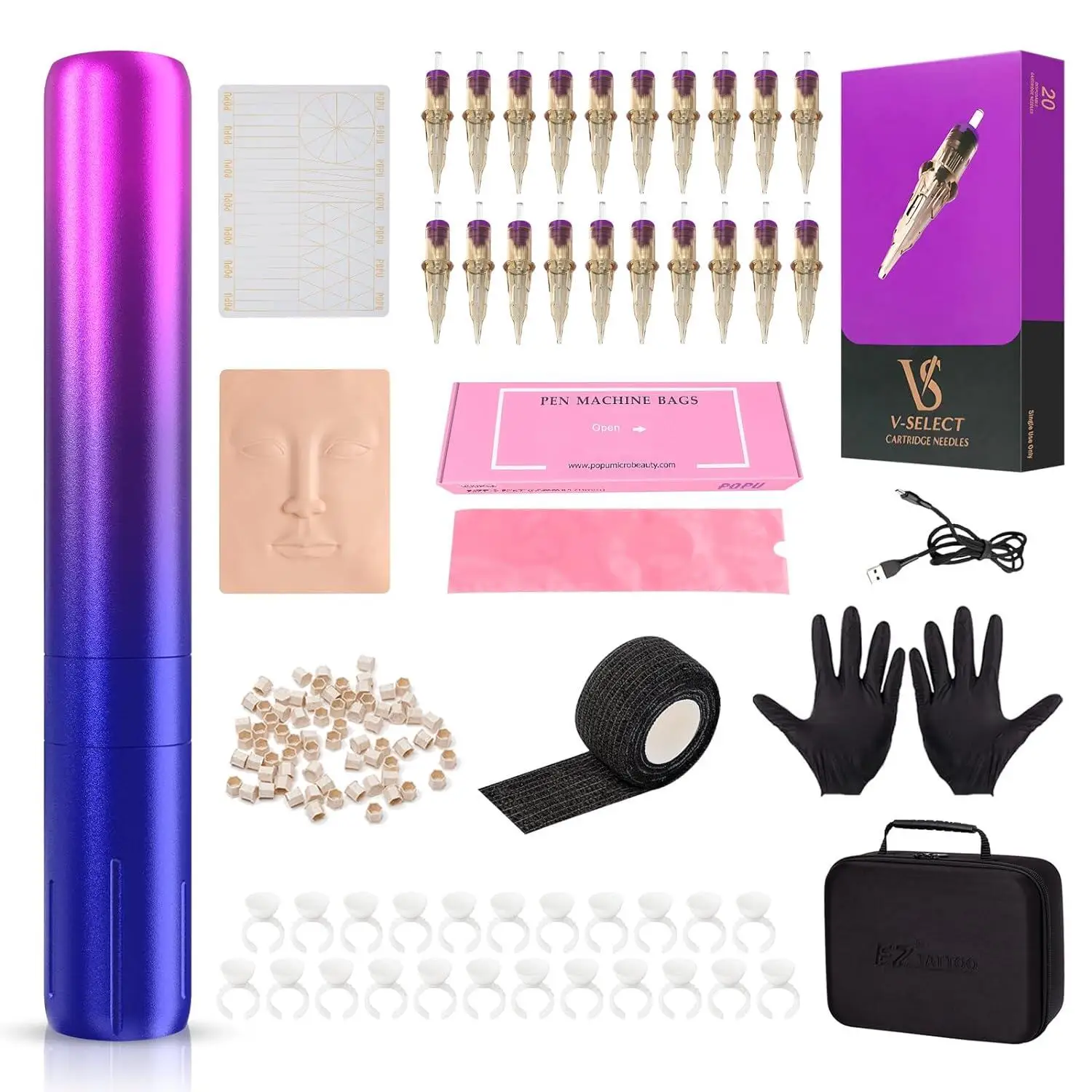 EZ Permanent Makeup Tattoo Machine Pen Kit Complete with Lightweight Rotary Tattoo Pen 20Pcs SMP Cartridge Tattoo Needles
EZ Permanent Makeup Tattoo Machine Pen Kit Complete with Lightweight Rotary Tattoo Pen 20Pcs SMP Cartridge Tattoo Needles