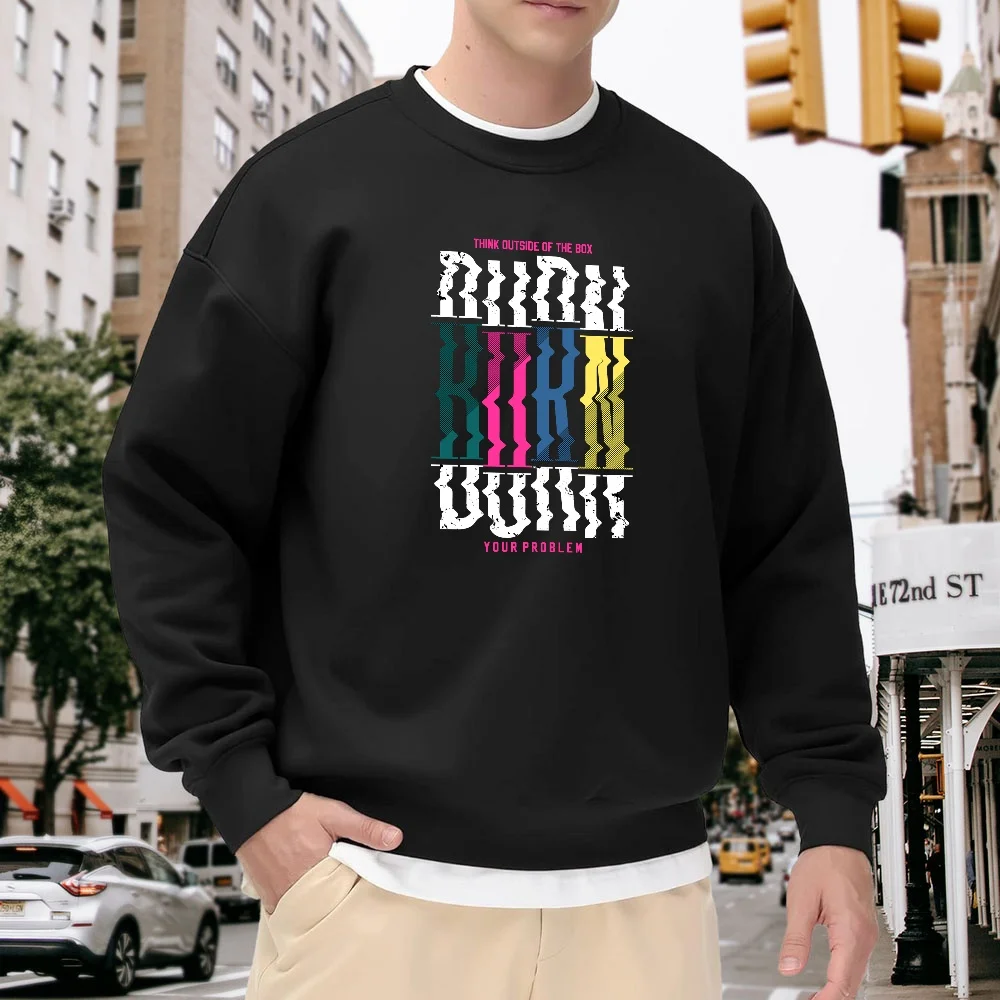 Men's Black Crew Neck Loose Sweatshirt with Colorful Letter Print, Trendy Top, Street Casual Style Versatile Pullover, Comfortable and Breathable Polyester Fabric for Everyday Wear
Men's Black Crew Neck Loose Sweatshirt with Colorful Letter Print, Trendy Top, Street Casual Style Versatile Pullover, Comfortable and Breathable Polyester Fabric for Everyday Wear