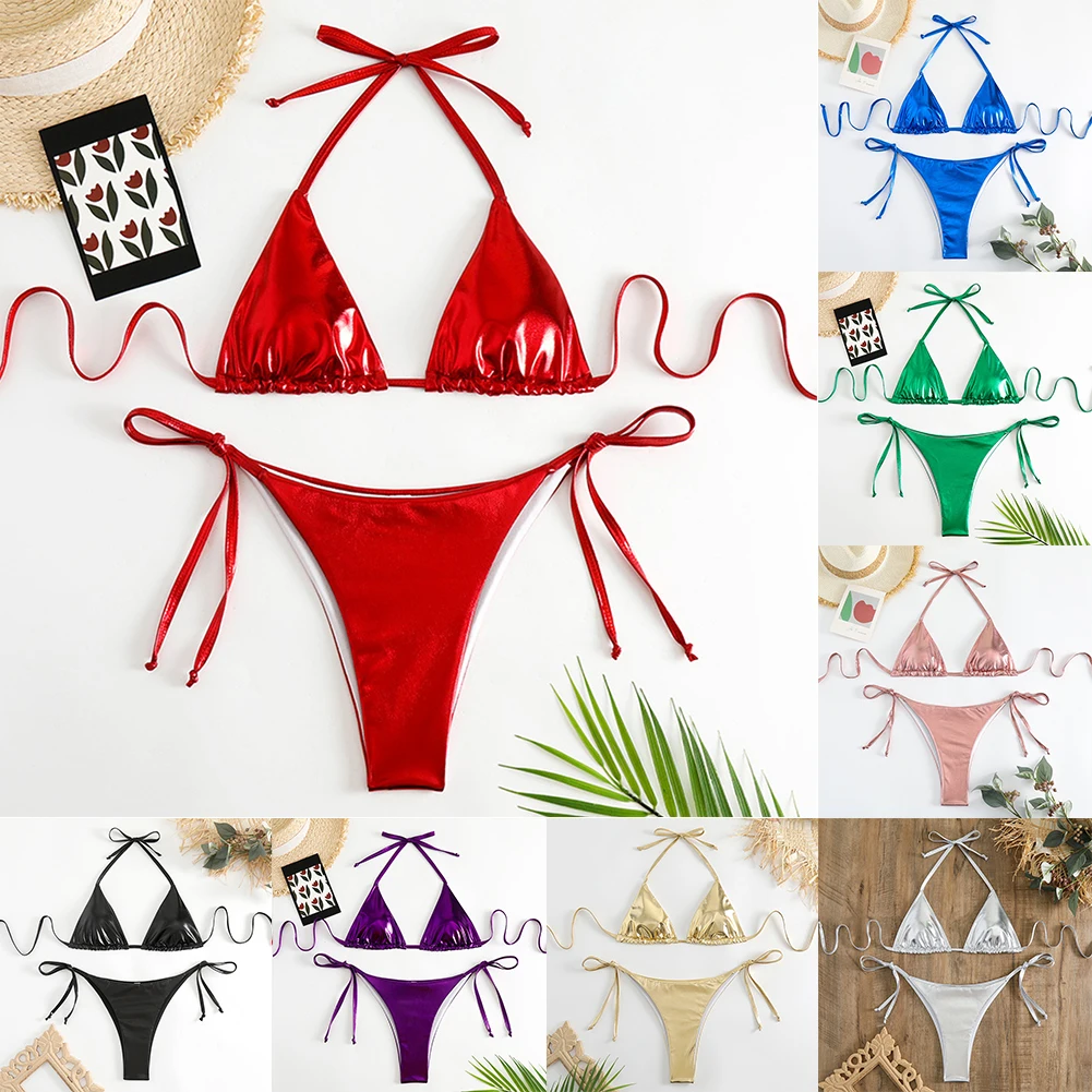 Women Sexy Lace Up Halter Neck Swimsuit Backless Bikini Set Bra + Briefs Swimwear Sleeveless Beachwear
Women Sexy Lace Up Halter Neck Swimsuit Backless Bikini Set Bra + Briefs Swimwear Sleeveless Beachwear
