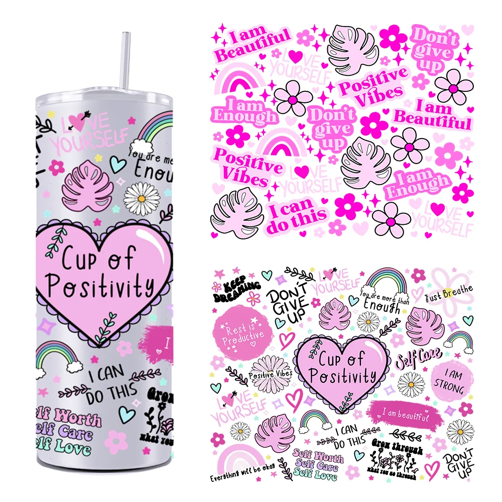 Cup of Positivity Mental Health 20OZ UV DTF Tumbler Straight Wrap Transfers Stickers Custom Labels DIY Durable Waterproof Logo
Cup of Positivity Mental Health 20OZ UV DTF Tumbler Straight Wrap Transfers Stickers Custom Labels DIY Durable Waterproof Logo