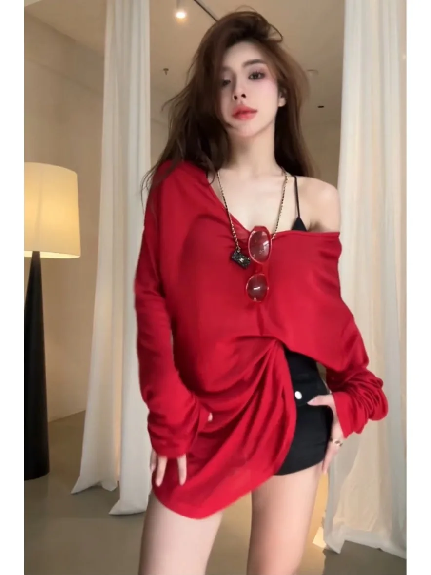 Summer Women's Long Sleeve One Shoulder T-Shirt Thin Design Backless Loose Outer Sunshade Cover up Top Cotton Polyester Blend
Summer Women's Long Sleeve One Shoulder T-Shirt Thin Design Backless Loose Outer Sunshade Cover up Top Cotton Polyester Blend