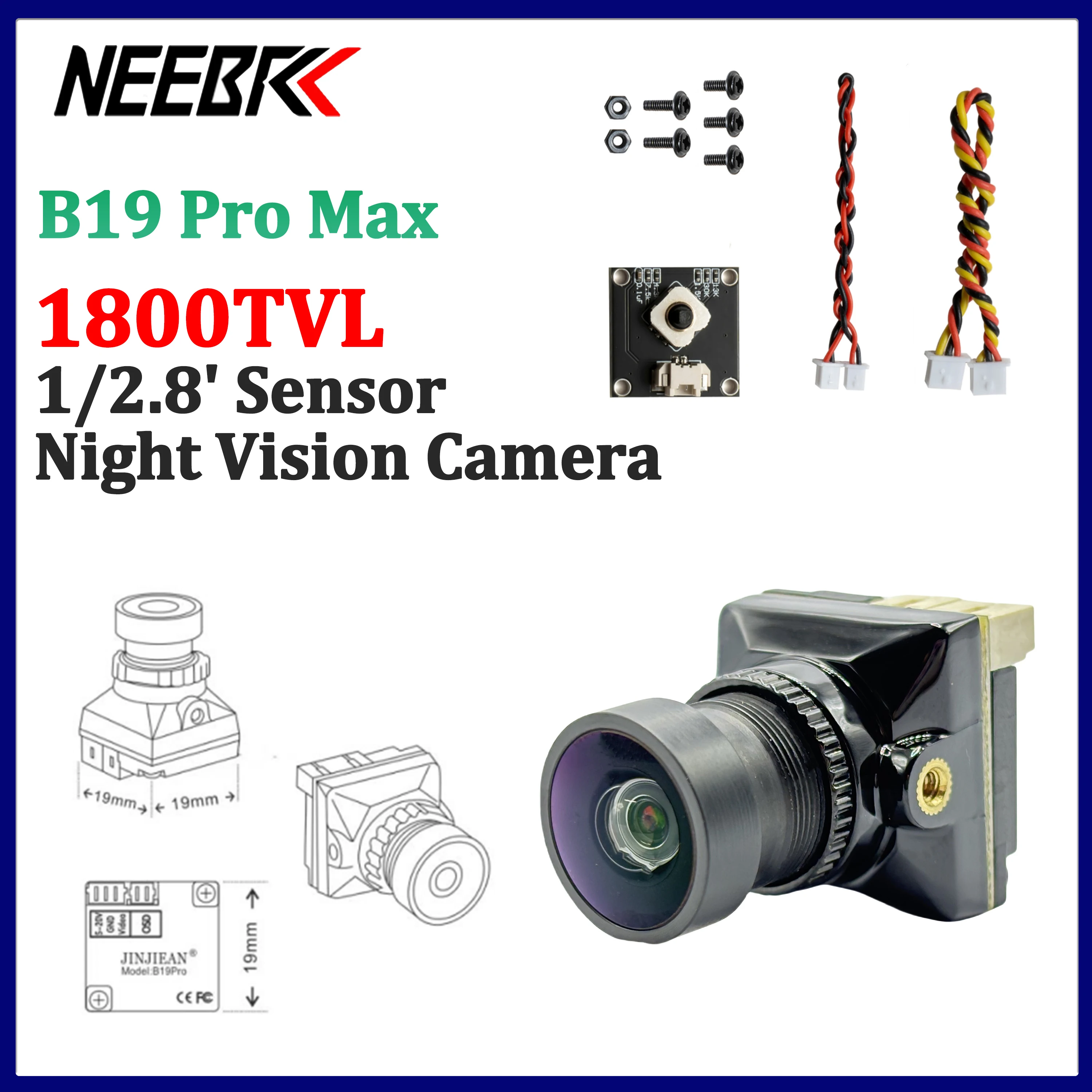 NEEBRC 1800TVL Night Vision Camera 5-30V 2.1mm Lens 1/2.8 Sensor D-WDR PAL/NTSC Switchable with OSD Part for RC FPV Racing Drone
NEEBRC 1800TVL Night Vision Camera 5-30V 2.1mm Lens 1/2.8 Sensor D-WDR PAL/NTSC Switchable with OSD Part for RC FPV Racing Drone