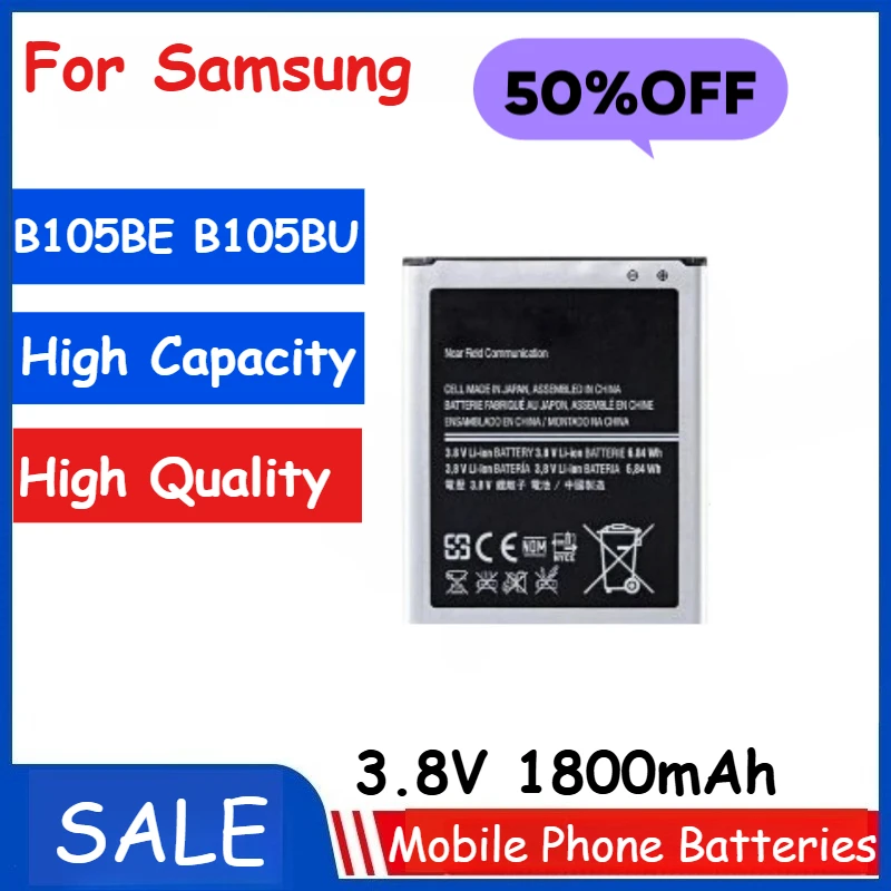 3.8V 1800mAh B105BE B105BU Mobile Phone Battery For Samsung Galaxy Ace 3 LTEGT-S7275 S7275B S7275T S7275 Galaxy Light T399
3.8V 1800mAh B105BE B105BU Mobile Phone Battery For Samsung Galaxy Ace 3 LTEGT-S7275 S7275B S7275T S7275 Galaxy Light T399