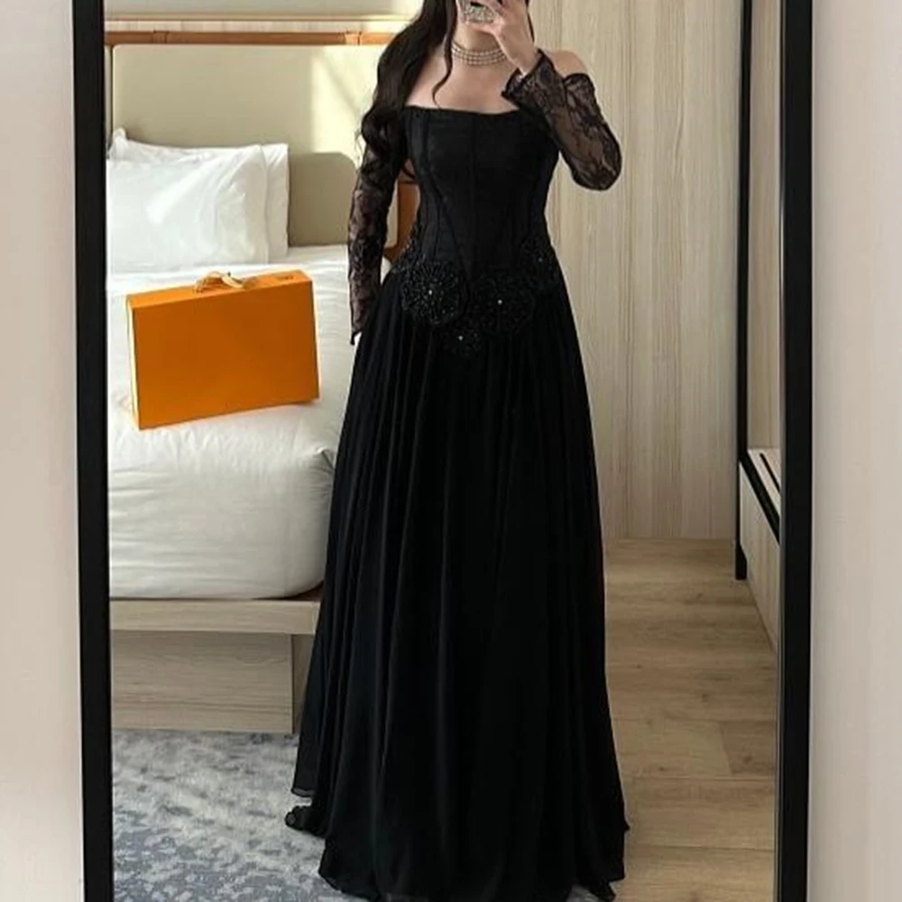 Customized A-line Evening Dresses Floor-length Off The Shoulder Full Sleeve Prom Gown Fashion Sequined Lace Draped Party Gown
Customized A-line Evening Dresses Floor-length Off The Shoulder Full Sleeve Prom Gown Fashion Sequined Lace Draped Party Gown
