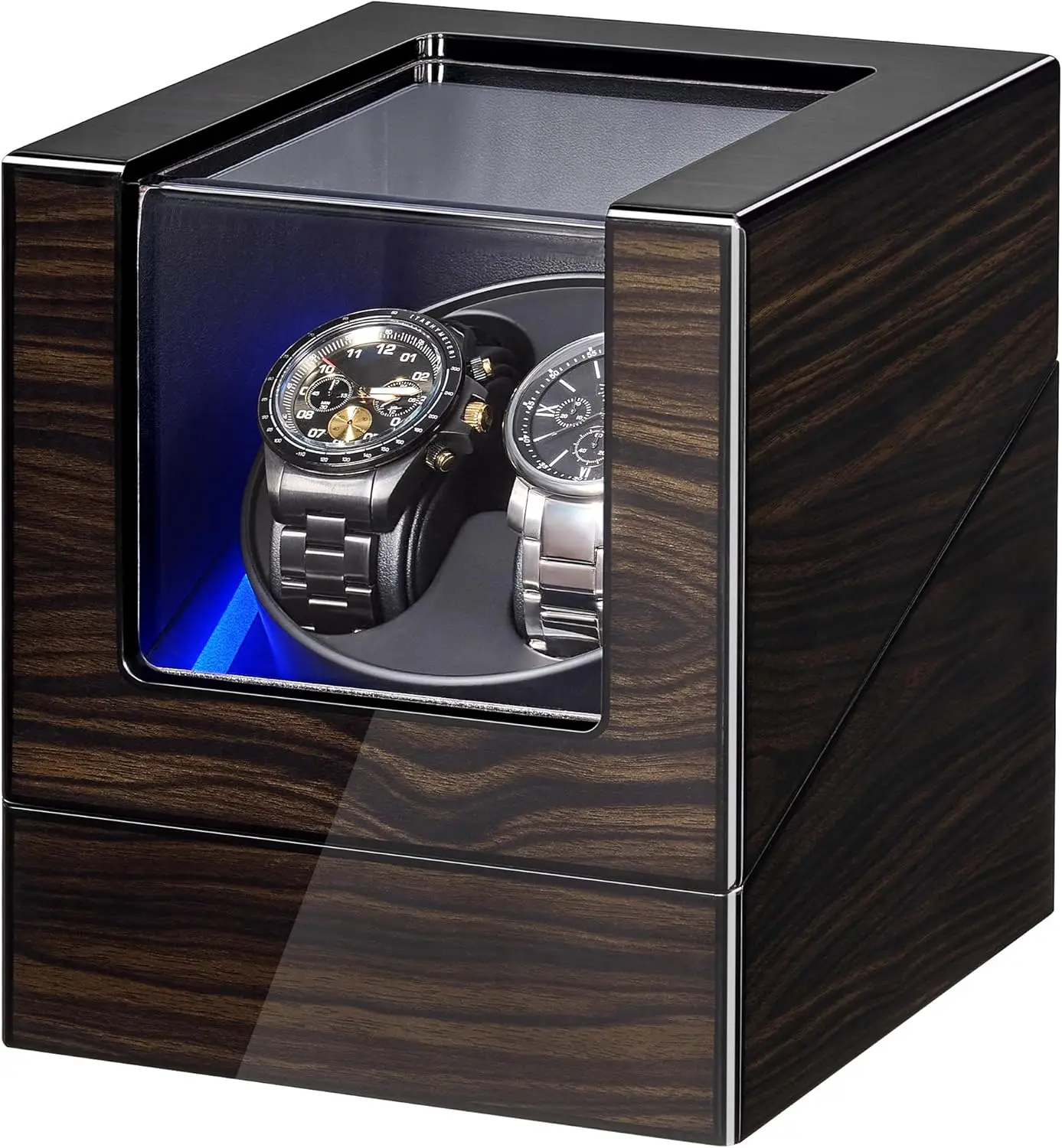 Automatic Watch Winder Box with Quiet Motor, LED Light, 4 Rotation Modes, Ebony Piano Finish for Dual Watches, Type-C or Battery
Automatic Watch Winder Box with Quiet Motor, LED Light, 4 Rotation Modes, Ebony Piano Finish for Dual Watches, Type-C or Battery