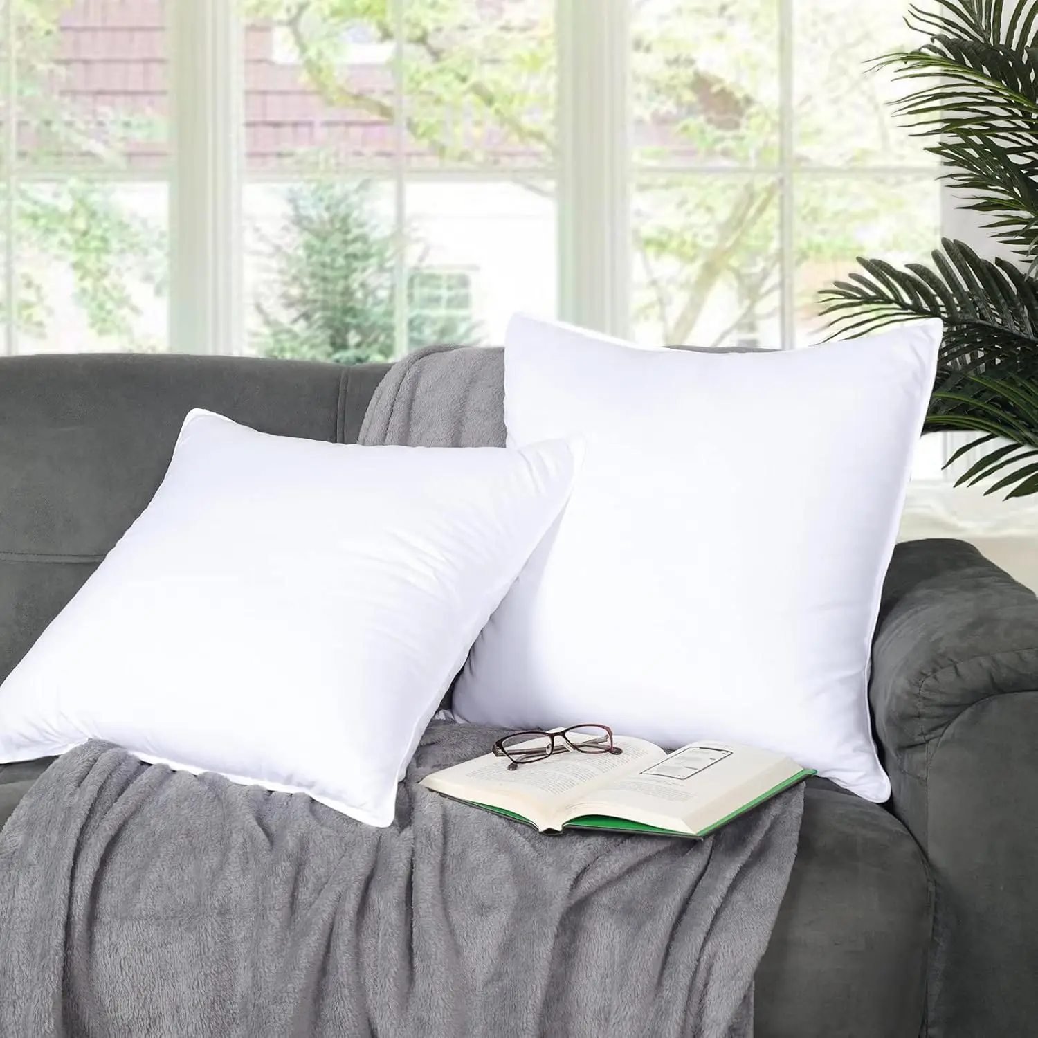 Set of 2 Throw Pillow Inserts, Down Alternative Euro Pillows, Fluffy Washable Support for Bedroom Decor and All Sleepers
Set of 2 Throw Pillow Inserts, Down Alternative Euro Pillows, Fluffy Washable Support for Bedroom Decor and All Sleepers