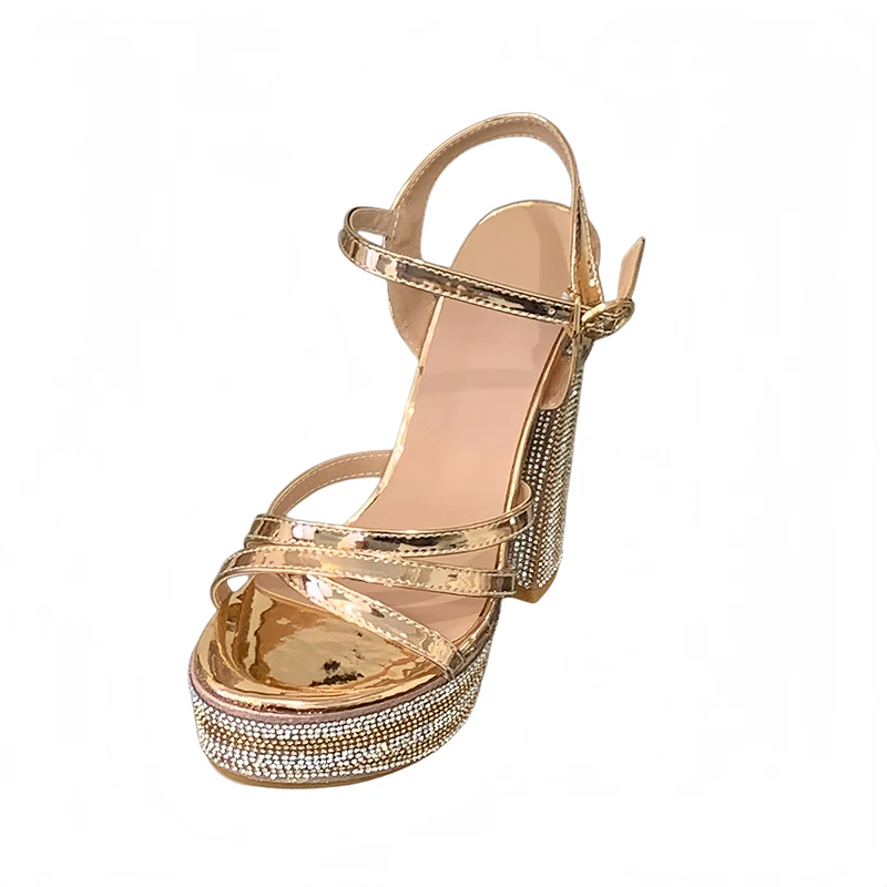 13cm Chunky Heels Sandals Luxury Rhinestones Gold Narrowband Cross Shoes For Woman 2026 Platforms Heel Summer Party Dress Shoes
13cm Chunky Heels Sandals Luxury Rhinestones Gold Narrowband Cross Shoes For Woman 2026 Platforms Heel Summer Party Dress Shoes