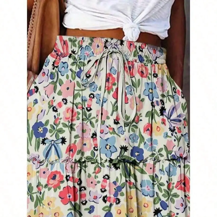 Womens Boho Floral Print Drawstring Waist Tiered Skirt Summer Casual
Womens Boho Floral Print Drawstring Waist Tiered Skirt Summer Casual