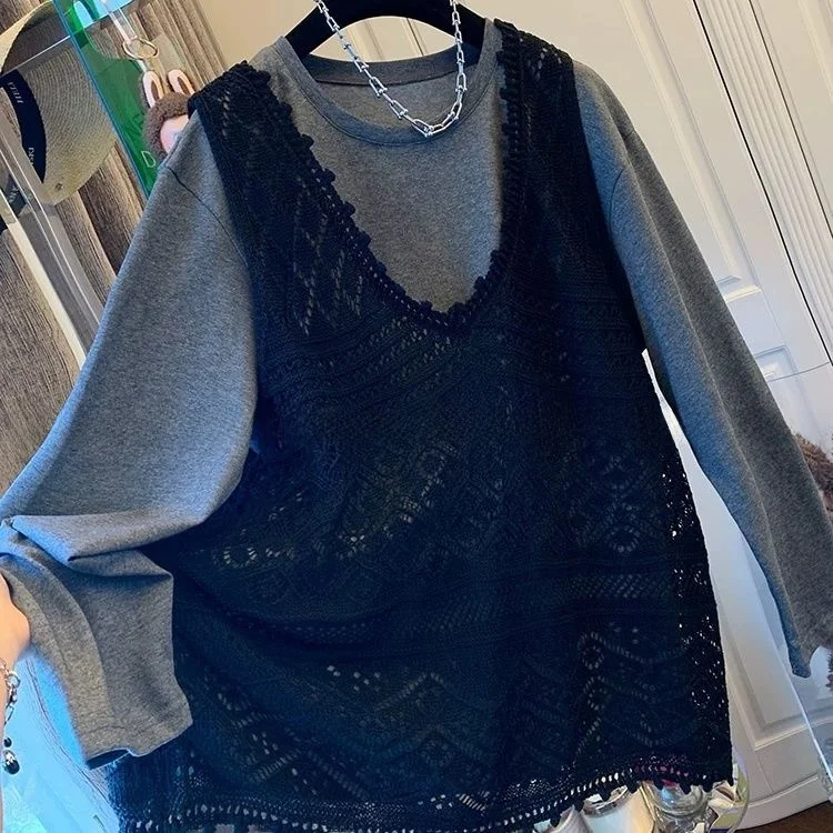 Large Size 300 Pou Knitted Long Sve T-irt Two-Piece Set Loose Men's Spring Autumn New Sle Hollow Hook Flower Design
Large Size 300 Pou Knitted Long Sve T-irt Two-Piece Set Loose Men's Spring Autumn New Sle Hollow Hook Flower Design