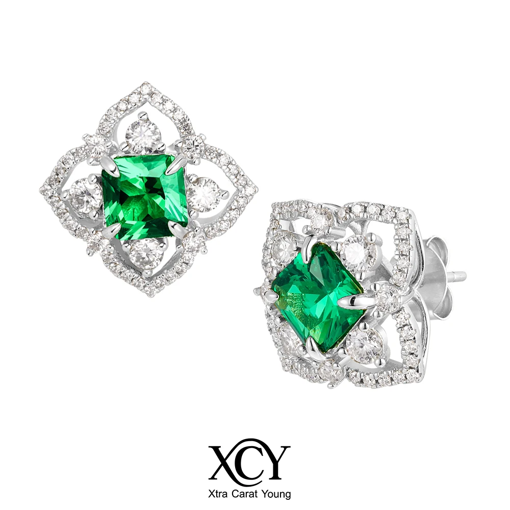 XCY Lab-grown Emerald Stud Earrings 925 Silver Vintage Moissanite Halo Earrings Birthday Anniversary Fine Jewelry Gift for Women
XCY Lab-grown Emerald Stud Earrings 925 Silver Vintage Moissanite Halo Earrings Birthday Anniversary Fine Jewelry Gift for Women