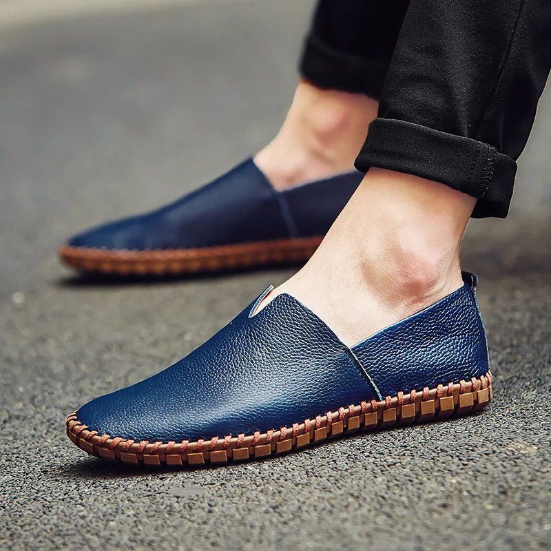 Large Size Men's Leather Shoes Punching Bean Bean Shoes Top Layer Leather Slip-On Hollow out Men's Fashion Loafers Summer Season
Large Size Men's Leather Shoes Punching Bean Bean Shoes Top Layer Leather Slip-On Hollow out Men's Fashion Loafers Summer Season