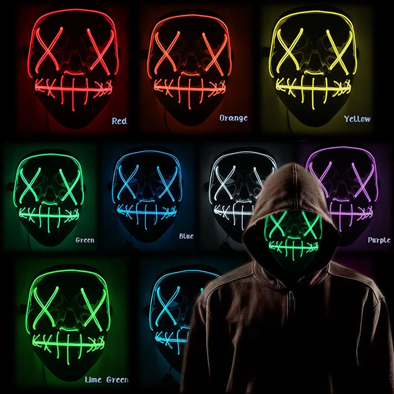 Hot Sales LED Luminous Glowing Purge Mask Halloween Role-Playing Costume Props Night Club Bars KTV Light Up Neon Mask
Hot Sales LED Luminous Glowing Purge Mask Halloween Role-Playing Costume Props Night Club Bars KTV Light Up Neon Mask