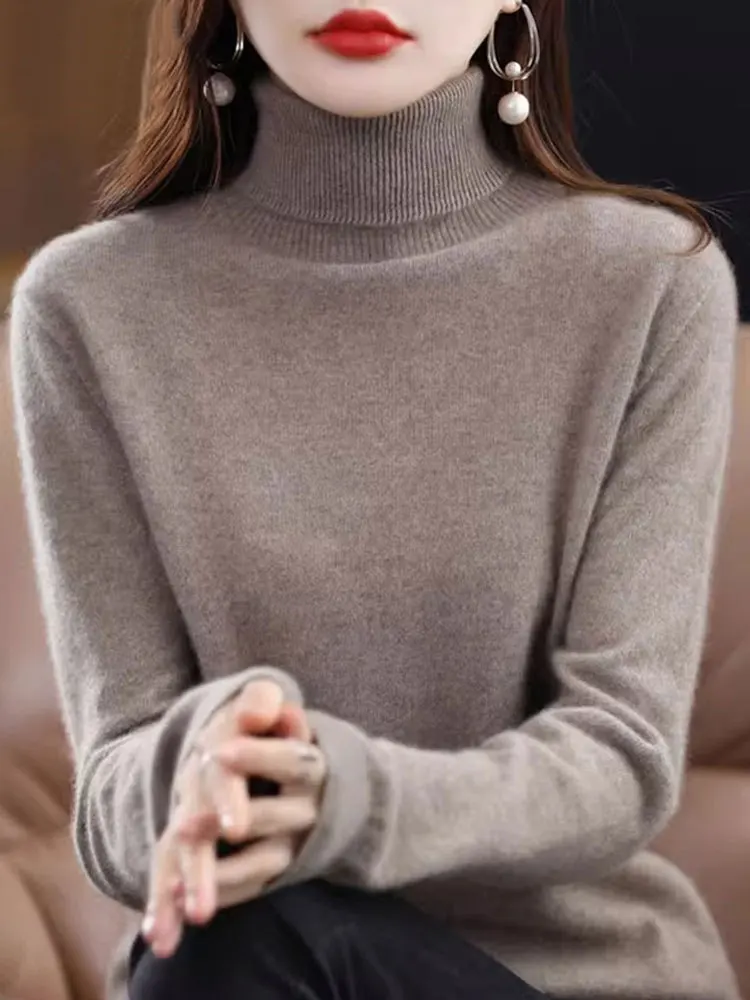 Кашемировый свитер из 100% мериносовой шерсти, женский вязаный свитер, водолазка, пуловеры с длинными рукавами, осенне-зимняя одежда, теплые джемперы, топы
Кашемировый свитер из 100% мериносовой шерсти, женский вязаный свитер, водолазка, пуловеры с длинными рукавами, осенне-зимняя одежда, теплые джемперы, топы