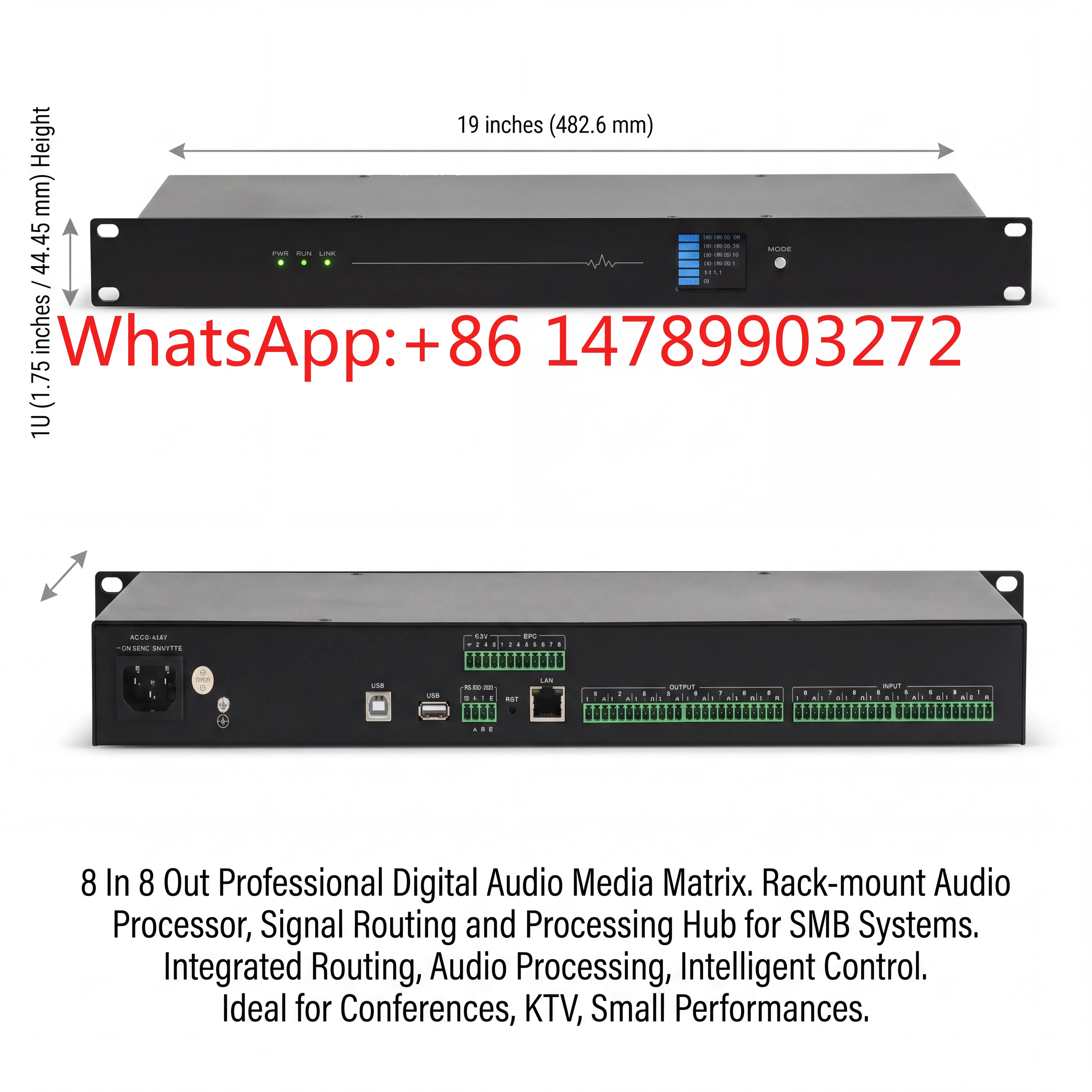 8*8 Dante Network Audio Processor 1U Rack Mount Conference Room Dante Digital Sound Processor 48V Phantom Power
8*8 Dante Network Audio Processor 1U Rack Mount Conference Room Dante Digital Sound Processor 48V Phantom Power