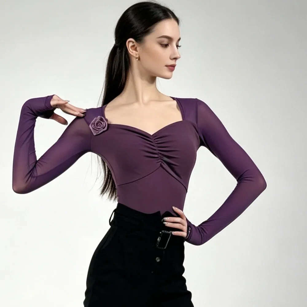 Women Floral Long Sleeve Latin Dancewear Top,Slim Feminine Niche Modern Dance For Daily Latin Dance Training & Stag Outfit
Women Floral Long Sleeve Latin Dancewear Top,Slim Feminine Niche Modern Dance For Daily Latin Dance Training & Stag Outfit