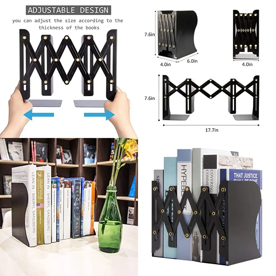 Adjustable Book Ends, Metal Bookends for Heavy Books, Desk Book Holder for Shelves, Book Organizer for Desk, Suitable for Offic
Adjustable Book Ends, Metal Bookends for Heavy Books, Desk Book Holder for Shelves, Book Organizer for Desk, Suitable for Offic