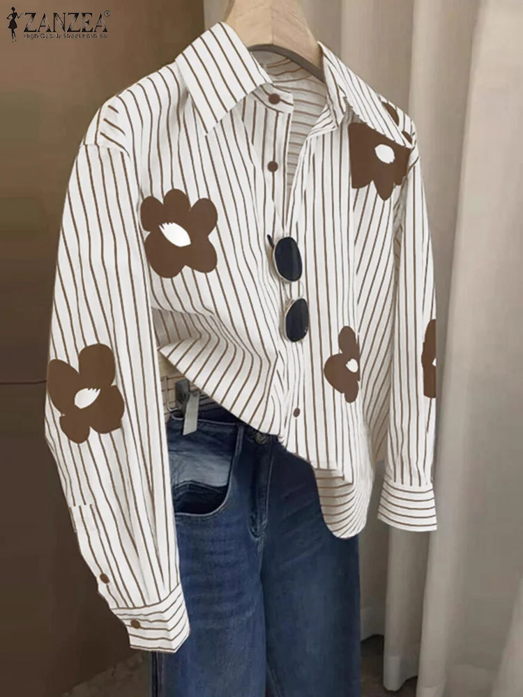 ZANZEA Casual Lapel Neck Tops Long Sleeve Streetwear Floral Print Oversize Shirts Women Elegant Fashion Striped Chemise Femmes
ZANZEA Casual Lapel Neck Tops Long Sleeve Streetwear Floral Print Oversize Shirts Women Elegant Fashion Striped Chemise Femmes