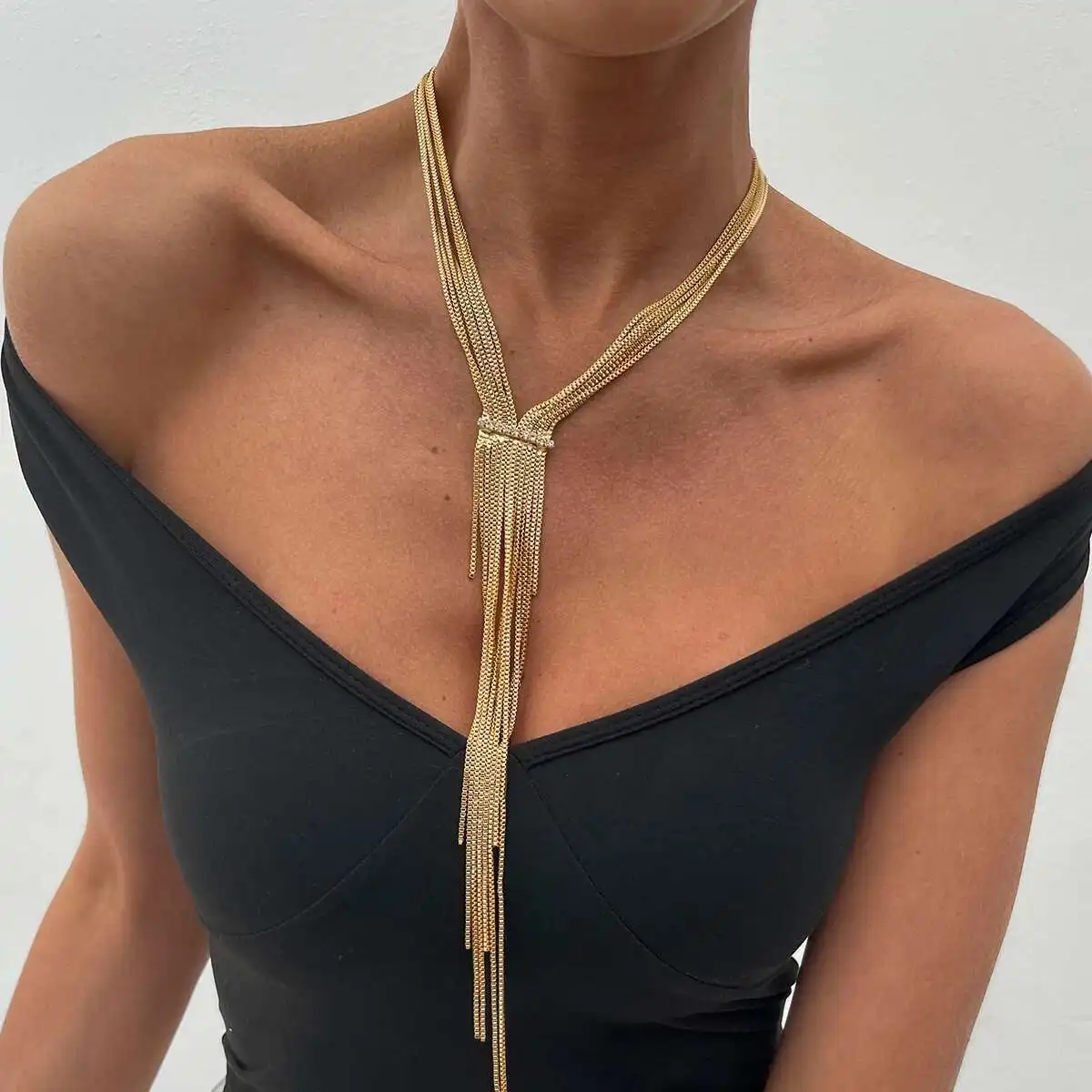 Lacteo Temperament Gold Color Long Tassel Necklace Women Elegant Luxury Adjustable Banquet Choker Chest Necklace Jewelry Gift
Lacteo Temperament Gold Color Long Tassel Necklace Women Elegant Luxury Adjustable Banquet Choker Chest Necklace Jewelry Gift