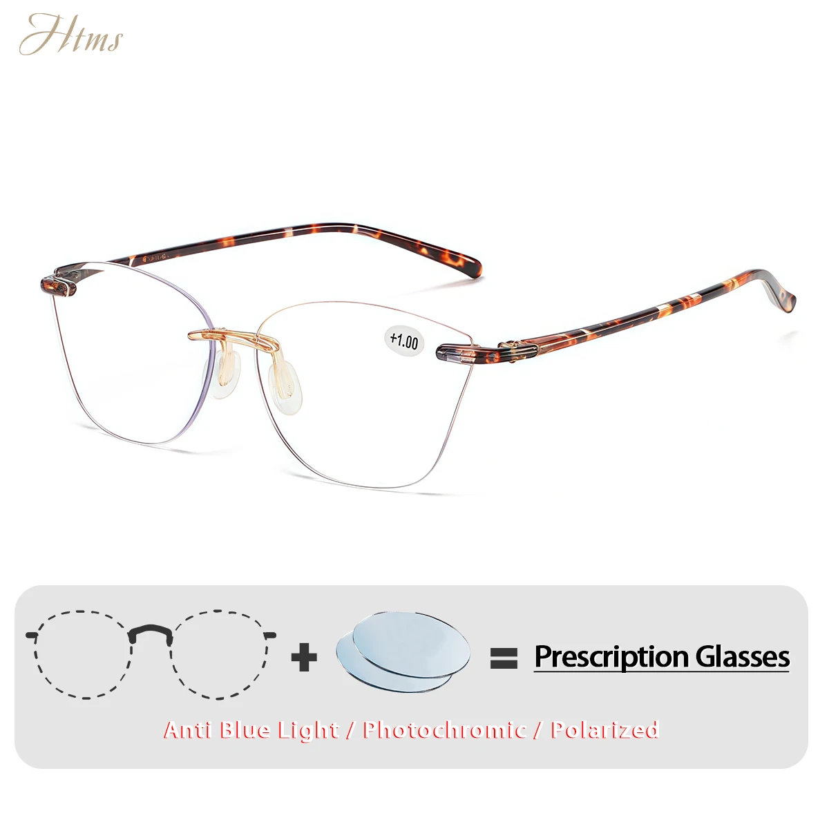 HTMS Men Frameless Anti Blue Light Glasses Myopia Hyperopia Progressive Multifocal Prescription Eyewear
HTMS Men Frameless Anti Blue Light Glasses Myopia Hyperopia Progressive Multifocal Prescription Eyewear