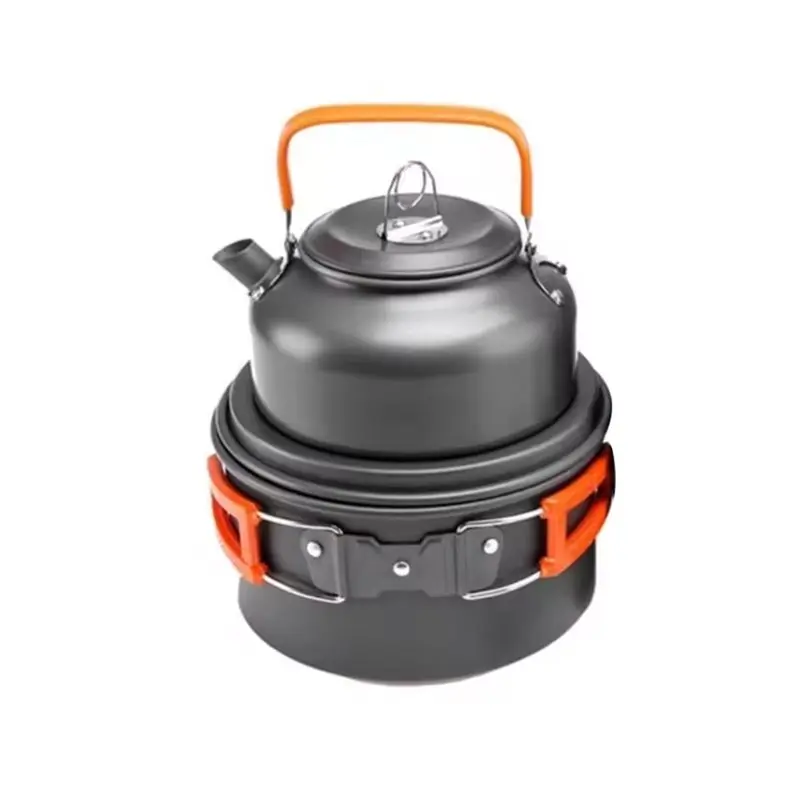 Набор походной посуды из алюминия с антипригарным покрытием: портативный чайник, кастрюля, сковорода, миска, столовые приборы для походов
Набор походной посуды из алюминия с антипригарным покрытием: портативный чайник, кастрюля, сковорода, миска, столовые приборы для походов