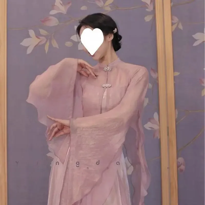 Dance costume for women, new style of classical long sleeved gauze clothing, flowing pink flowing gold on the outside, Chinese d
Dance costume for women, new style of classical long sleeved gauze clothing, flowing pink flowing gold on the outside, Chinese d