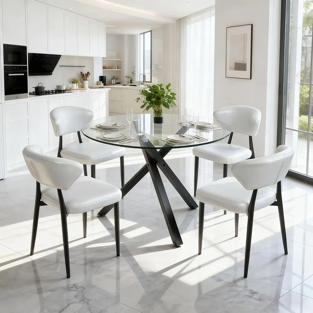 4-Seat Tempered Glass Top Dining Set with Metal Base for Small Spaces
4-Seat Tempered Glass Top Dining Set with Metal Base for Small Spaces