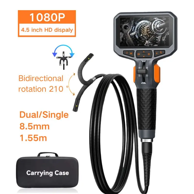 TESLONG TD450S 8.5MM 4.5 Inch 1080P Single/Dual Lens 1.55m Snake Tube Articulating Industrial Endoscope for Car Sewer Inspection
TESLONG TD450S 8.5MM 4.5 Inch 1080P Single/Dual Lens 1.55m Snake Tube Articulating Industrial Endoscope for Car Sewer Inspection