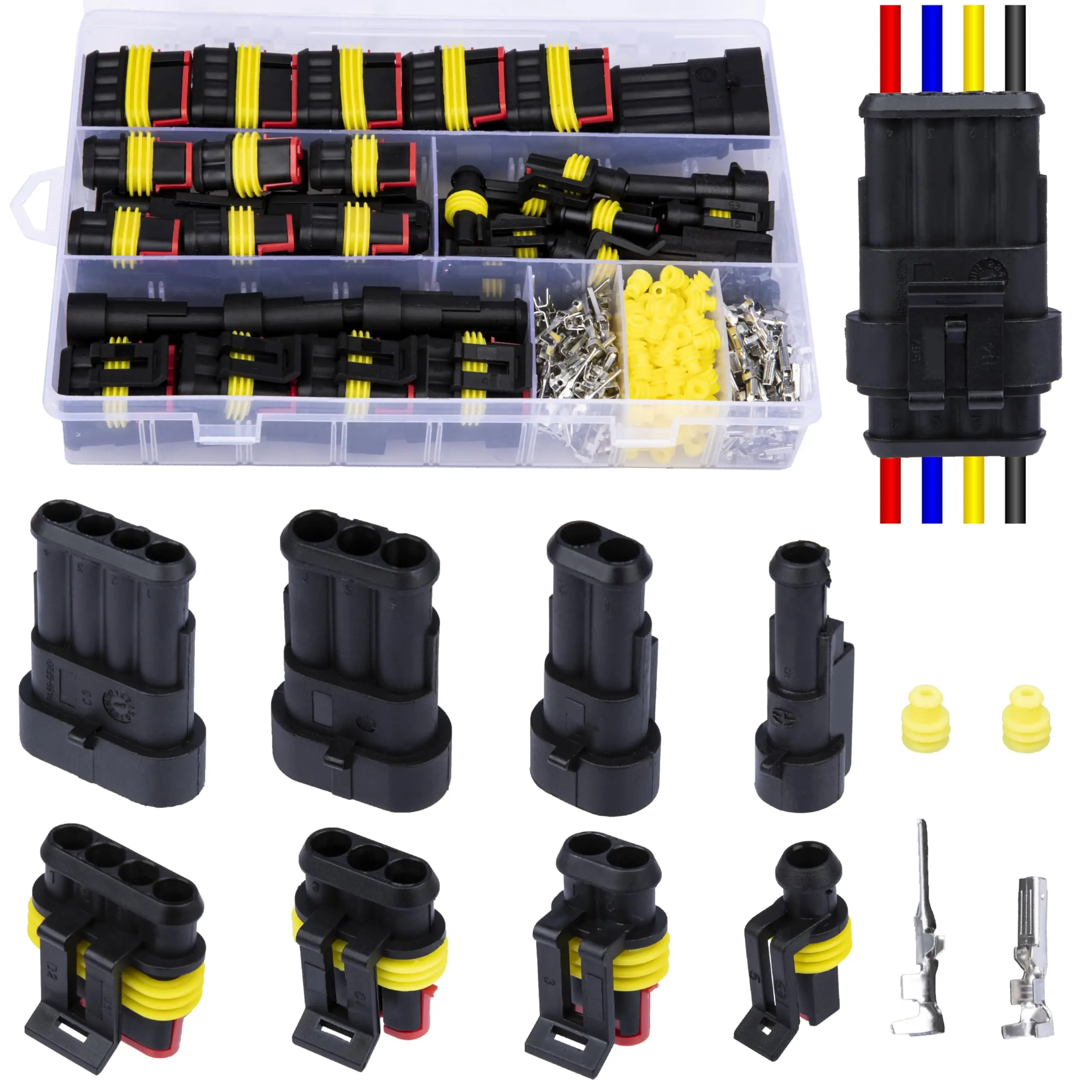 352 PCS Waterproof Car Electrical Connector Terminals Automotive Connector Kit Wire Connector Plug Kit for Car Truck Motorcycle
352 PCS Waterproof Car Electrical Connector Terminals Automotive Connector Kit Wire Connector Plug Kit for Car Truck Motorcycle