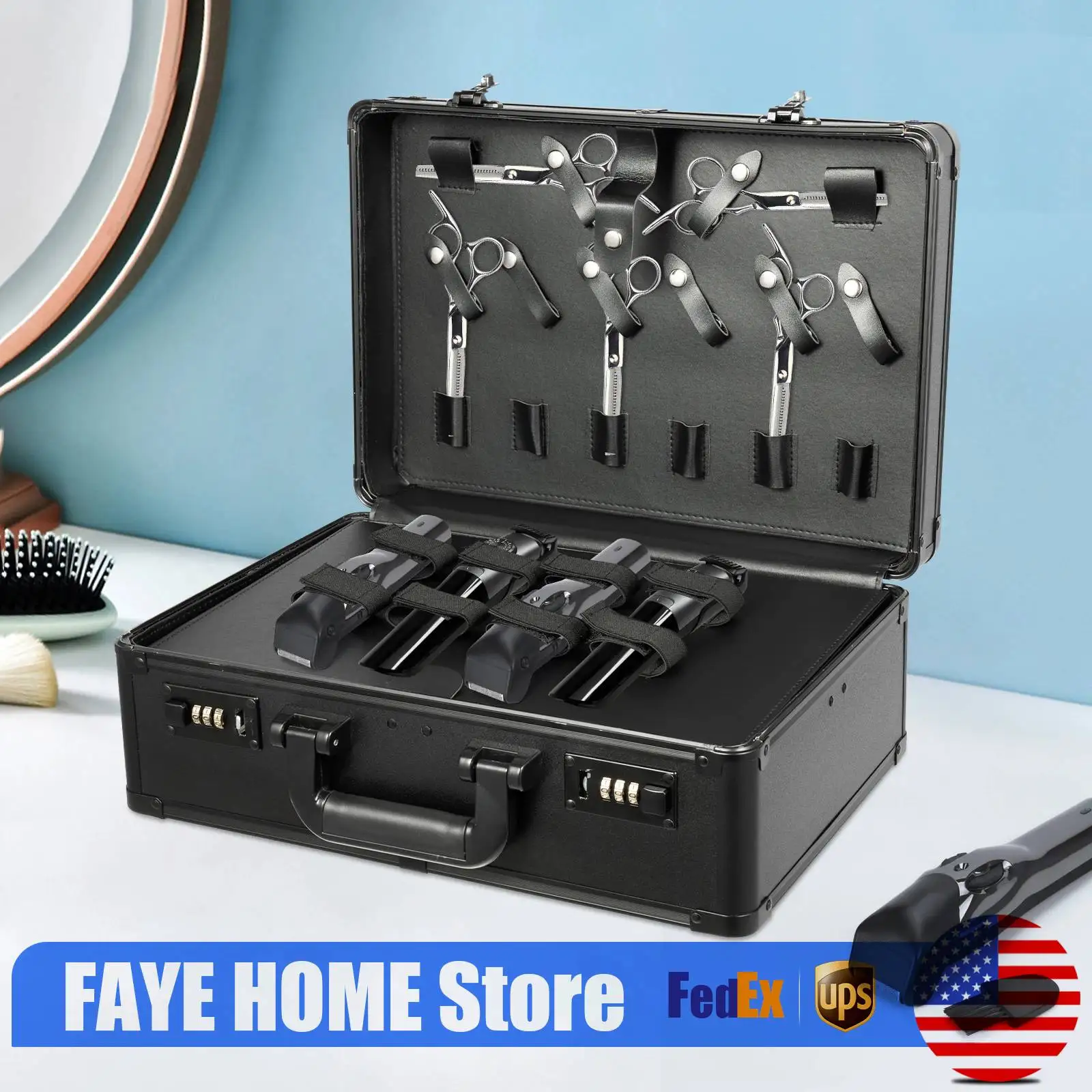 Чехол для инструментов парикмахера, черный органайзер для инструментов для стрижки волос, профессиональный дорожный кейс для инструментов
Чехол для инструментов парикмахера, черный органайзер для инструментов для стрижки волос, профессиональный дорожный кейс для инструментов