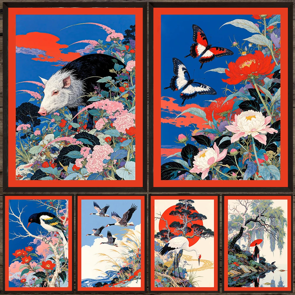 Vintage Japanese Style Floral & Animal Wall Art Canvas Painting-Vibrant Nature Art Poster Print for Home Decor
Vintage Japanese Style Floral & Animal Wall Art Canvas Painting-Vibrant Nature Art Poster Print for Home Decor