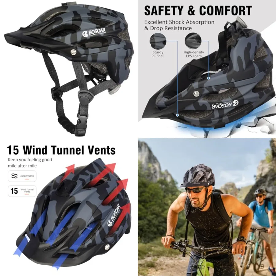 Mountain Bike Helmet, Adult Cycling Helmet with Camera Mount and Detachable Visor for Men Women Youth, Suggested Fit 55-61 Cm
Mountain Bike Helmet, Adult Cycling Helmet with Camera Mount and Detachable Visor for Men Women Youth, Suggested Fit 55-61 Cm