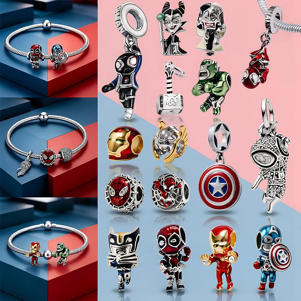 Hot-Selling Spider-Man Iron Man Hulk Superhero Thor Hammer Deadpool Charm Bead Fit Multiple Snake Chain Bracelet DIY JewelryGift
Hot-Selling Spider-Man Iron Man Hulk Superhero Thor Hammer Deadpool Charm Bead Fit Multiple Snake Chain Bracelet DIY JewelryGift