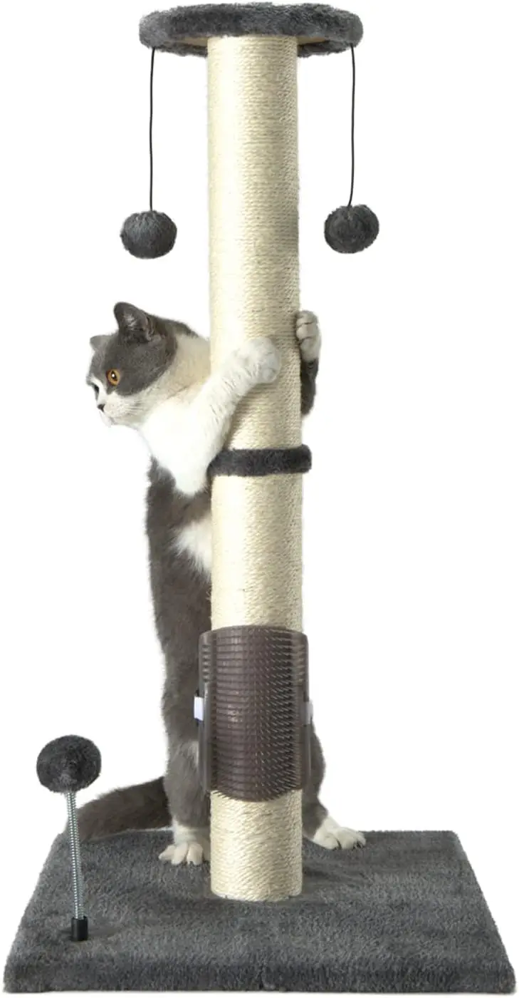32" Tall Cat Scratching Post Sisal Scratch Posts,with Hanging Ball and Self-Massage Brush Vertical Scratcher for Indoor
32" Tall Cat Scratching Post Sisal Scratch Posts,with Hanging Ball and Self-Massage Brush Vertical Scratcher for Indoor