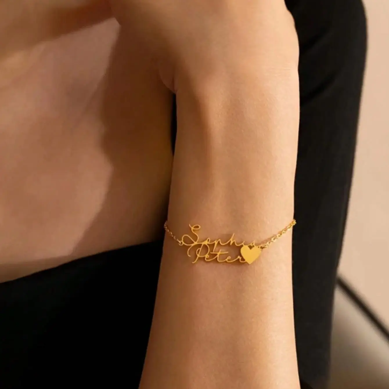 Personalized Double Name Stainless Steel Bracelet Customized Jewelry Gift Gold Color Chain Heart Love Bracelet for Women
Personalized Double Name Stainless Steel Bracelet Customized Jewelry Gift Gold Color Chain Heart Love Bracelet for Women