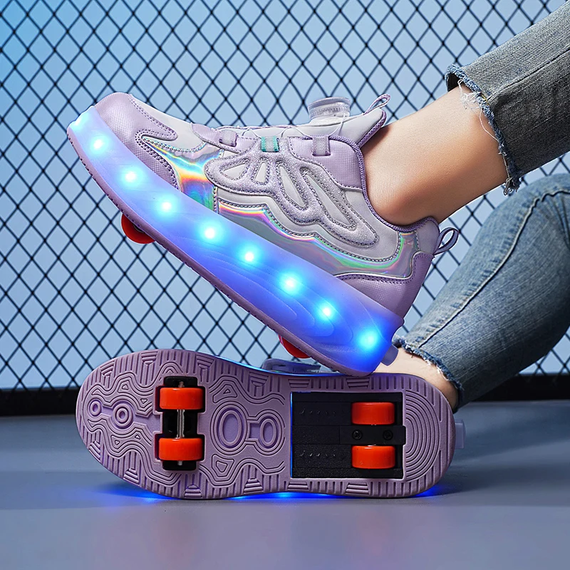 New Pink USB Charging Fashion Girls Boys LED Light Roller Skate Shoes For Children Kids Sneakers With Wheels Four wheels
New Pink USB Charging Fashion Girls Boys LED Light Roller Skate Shoes For Children Kids Sneakers With Wheels Four wheels