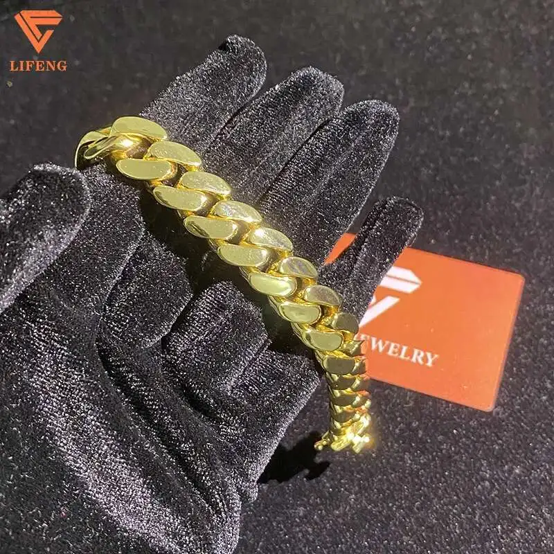 14mm Plain Solid 925 Sterling Silver Hip Hop Style Jewelry Miami Bracelet 14K Gold Plated Custom Cuban Link Chain Men
14mm Plain Solid 925 Sterling Silver Hip Hop Style Jewelry Miami Bracelet 14K Gold Plated Custom Cuban Link Chain Men