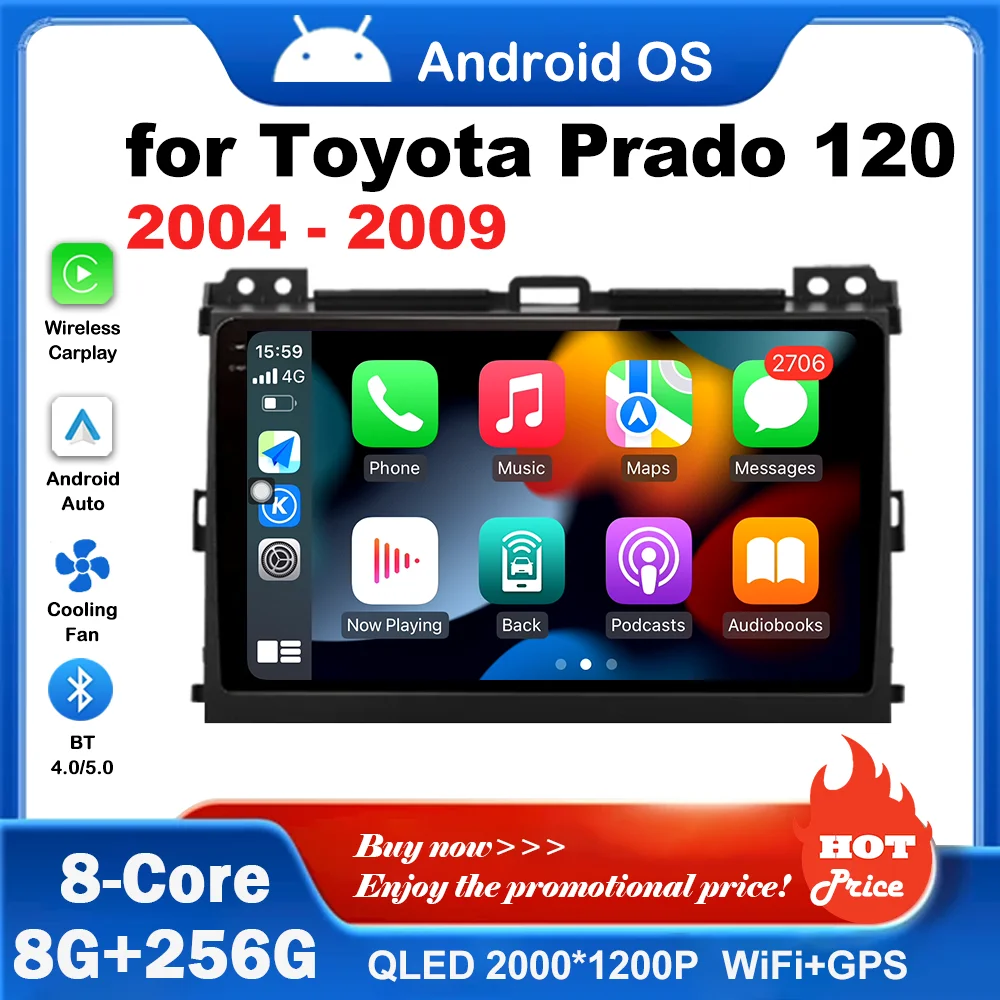 Wireless Carplay Car Radio Multimedia Player for Toyota Prado 120 2004 - 2009 Android OS GPS Navi BT DSP Stereo WiFi 2.5D Screen
Wireless Carplay Car Radio Multimedia Player for Toyota Prado 120 2004 - 2009 Android OS GPS Navi BT DSP Stereo WiFi 2.5D Screen