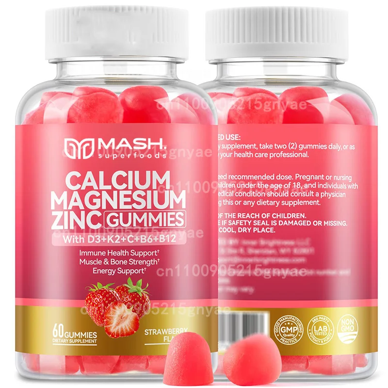 Calcium Magnesium Zinc Gummies with High Absorption Magnesium, Potassium, D3 - for Bone, Muscles, Immune , Vegan
Calcium Magnesium Zinc Gummies with High Absorption Magnesium, Potassium, D3 - for Bone, Muscles, Immune , Vegan