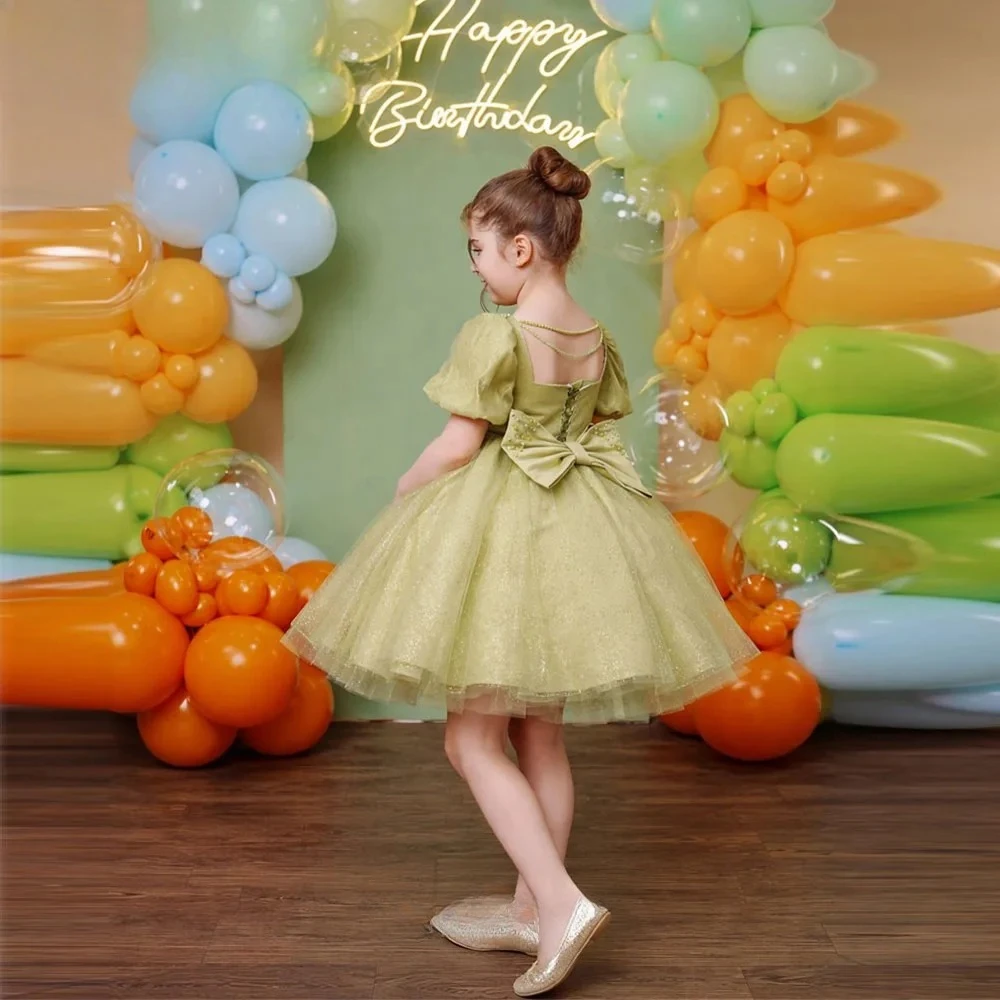 Princess Green Flower Girl Dresses Tulle Bow Back A-Line Birthday Dresses Puff Sleeves Girls Dresses 2026 Customized
Princess Green Flower Girl Dresses Tulle Bow Back A-Line Birthday Dresses Puff Sleeves Girls Dresses 2026 Customized