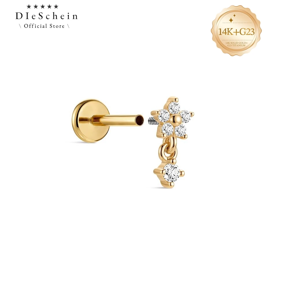 DIeSchein 14K Solid Gold Flat Back Earrings Double CZ Flower Piercing Stud Internal Thread Flat Back Earring Piercing Jewelry
DIeSchein 14K Solid Gold Flat Back Earrings Double CZ Flower Piercing Stud Internal Thread Flat Back Earring Piercing Jewelry