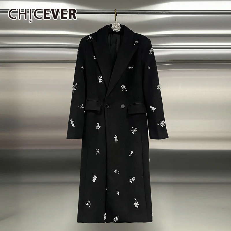 CHICEVER черная шикарная куртка со сращенными бриллиантами, женская свободная куртка с лацканами и длинными рукавами, роскошная женская куртка для поездок на работу, осенний модный стиль
CHICEVER черная шикарная куртка со сращенными бриллиантами, женская свободная куртка с лацканами и длинными рукавами, роскошная женская куртка для поездок на работу, осенний модный стиль