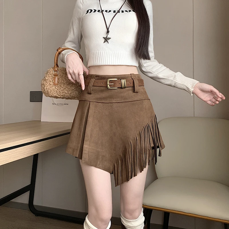 Женская короткая юбка из оленьей кожи с бархатным эффектом, осень-зима 2026, новая модель, с высокой талией, с бахромой, А-силуэт, облегающая, с эффектом обтягивания бедер
Женская короткая юбка из оленьей кожи с бархатным эффектом, осень-зима 2026, новая модель, с высокой талией, с бахромой, А-силуэт, облегающая, с эффектом обтягивания бедер