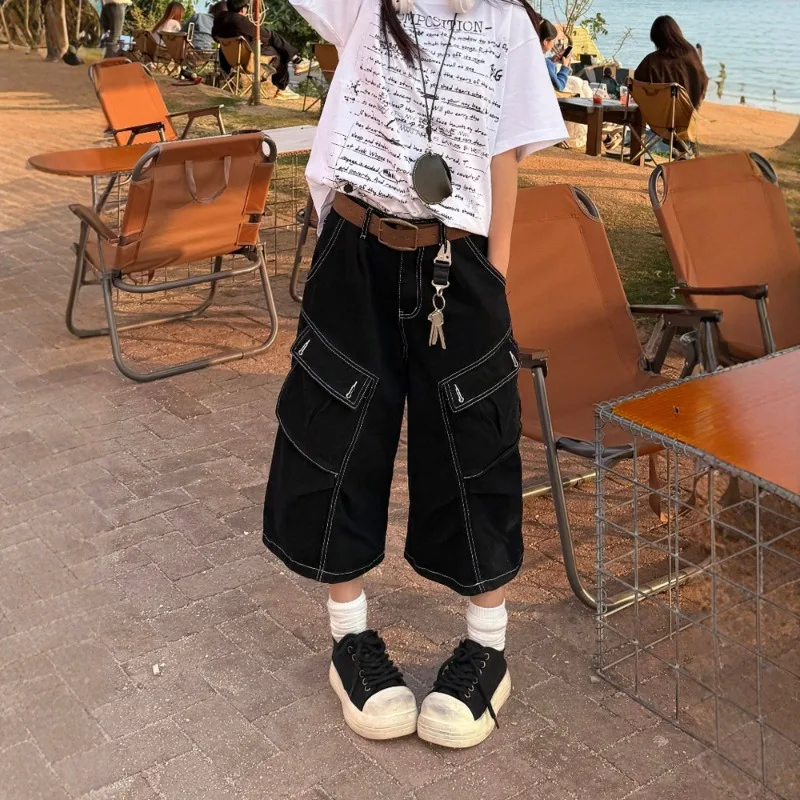 Deeptown Vintage Black Women Cargo Jeans Pocket Wide Leg American Style Straight Denim Pants Washed Overzised Streetwear Summer
Deeptown Vintage Black Women Cargo Jeans Pocket Wide Leg American Style Straight Denim Pants Washed Overzised Streetwear Summer