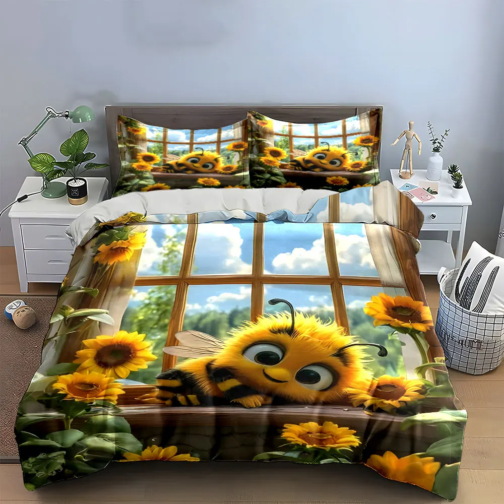 "Cartoon Bee Decor Set" Multiple sizes kid's and adults' bedroom Exquisite 3PC bedding set, gift
"Cartoon Bee Decor Set" Multiple sizes kid's and adults' bedroom Exquisite 3PC bedding set, gift