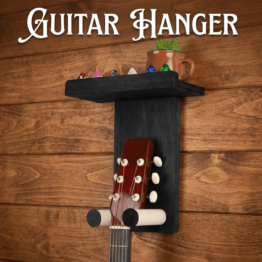 Wooden Wall Mount Guitar Racks with Shelf Scratch-Proof Guitar Hanger Sturdy Space Saving String Instrument Storage Rack
Wooden Wall Mount Guitar Racks with Shelf Scratch-Proof Guitar Hanger Sturdy Space Saving String Instrument Storage Rack