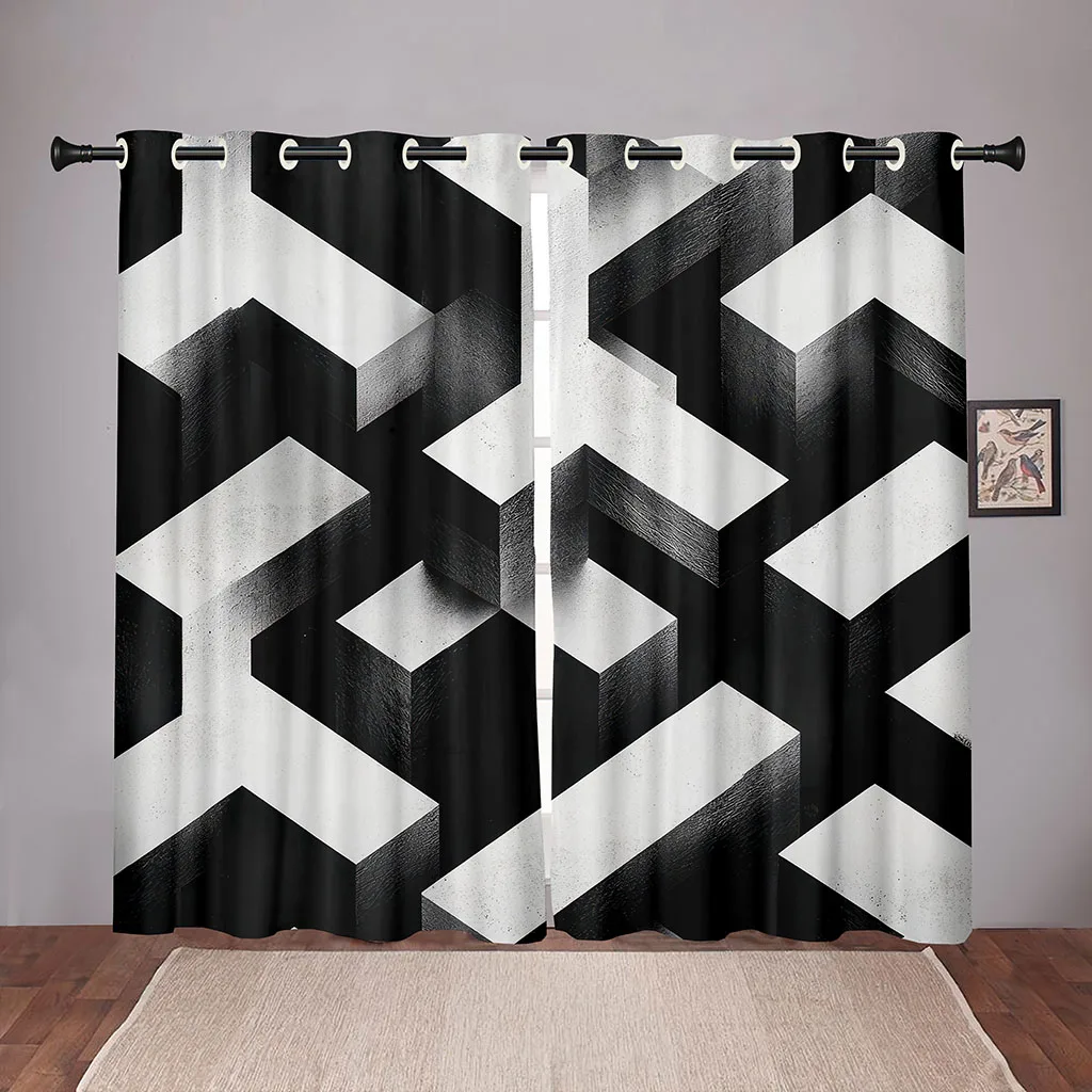2 Pcs space illusion curtains black and white solid geometry square living room bedroom study area windows decorative curtains
2 Pcs space illusion curtains black and white solid geometry square living room bedroom study area windows decorative curtains