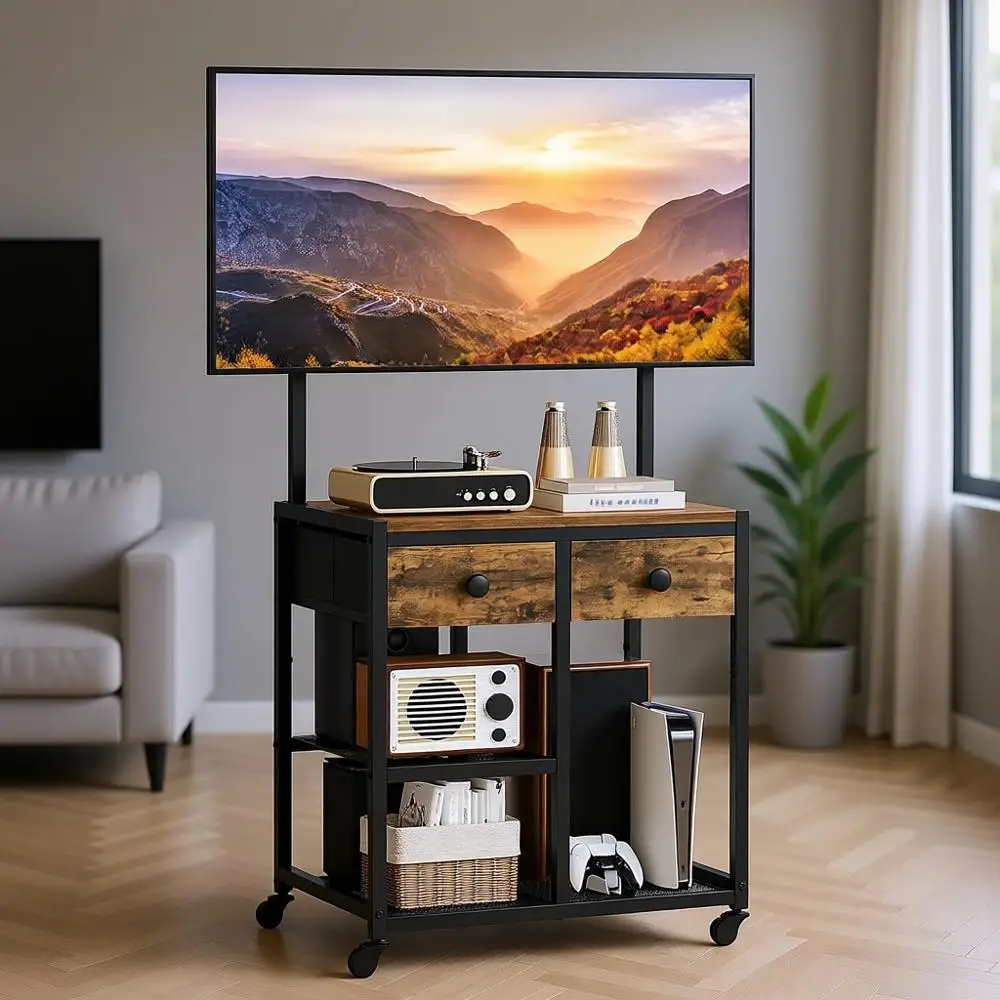 50 Inch TV Stand with Wheels, Rustic Brown for Living Room, Bedroom, or Meeting Room
50 Inch TV Stand with Wheels, Rustic Brown for Living Room, Bedroom, or Meeting Room