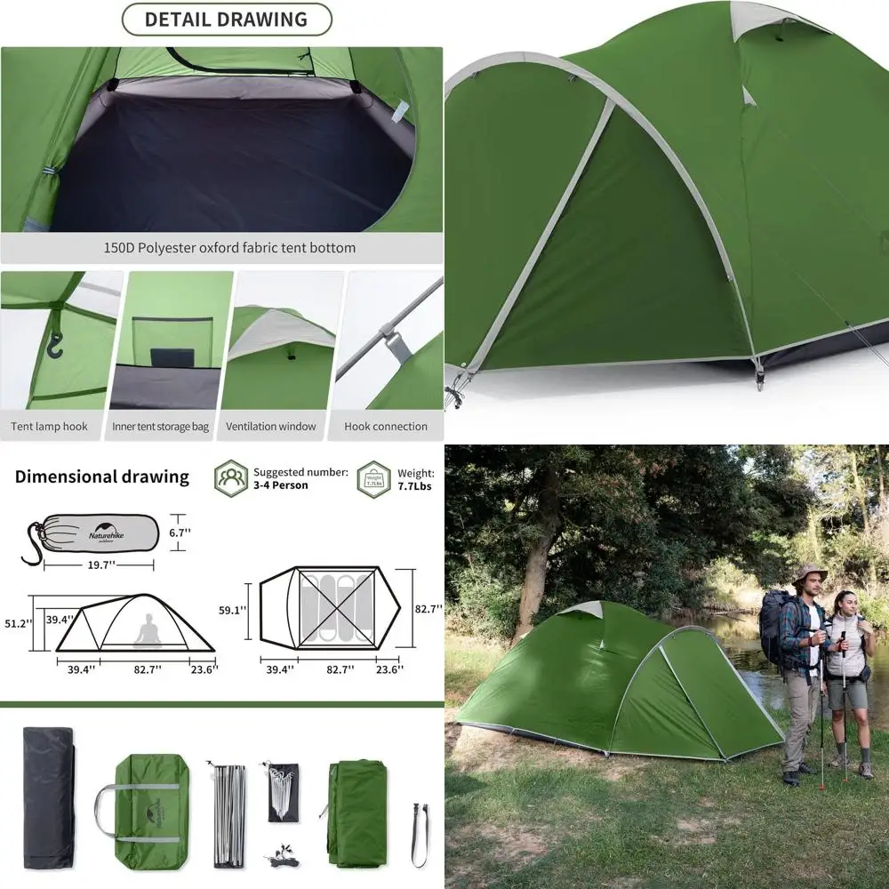 Водонепроницаемая и ветрозащитная палатка для кемпинга на 3-4 человека с вестибюлем для приключений на свежем воздухе
Водонепроницаемая и ветрозащитная палатка для кемпинга на 3-4 человека с вестибюлем для приключений на свежем воздухе