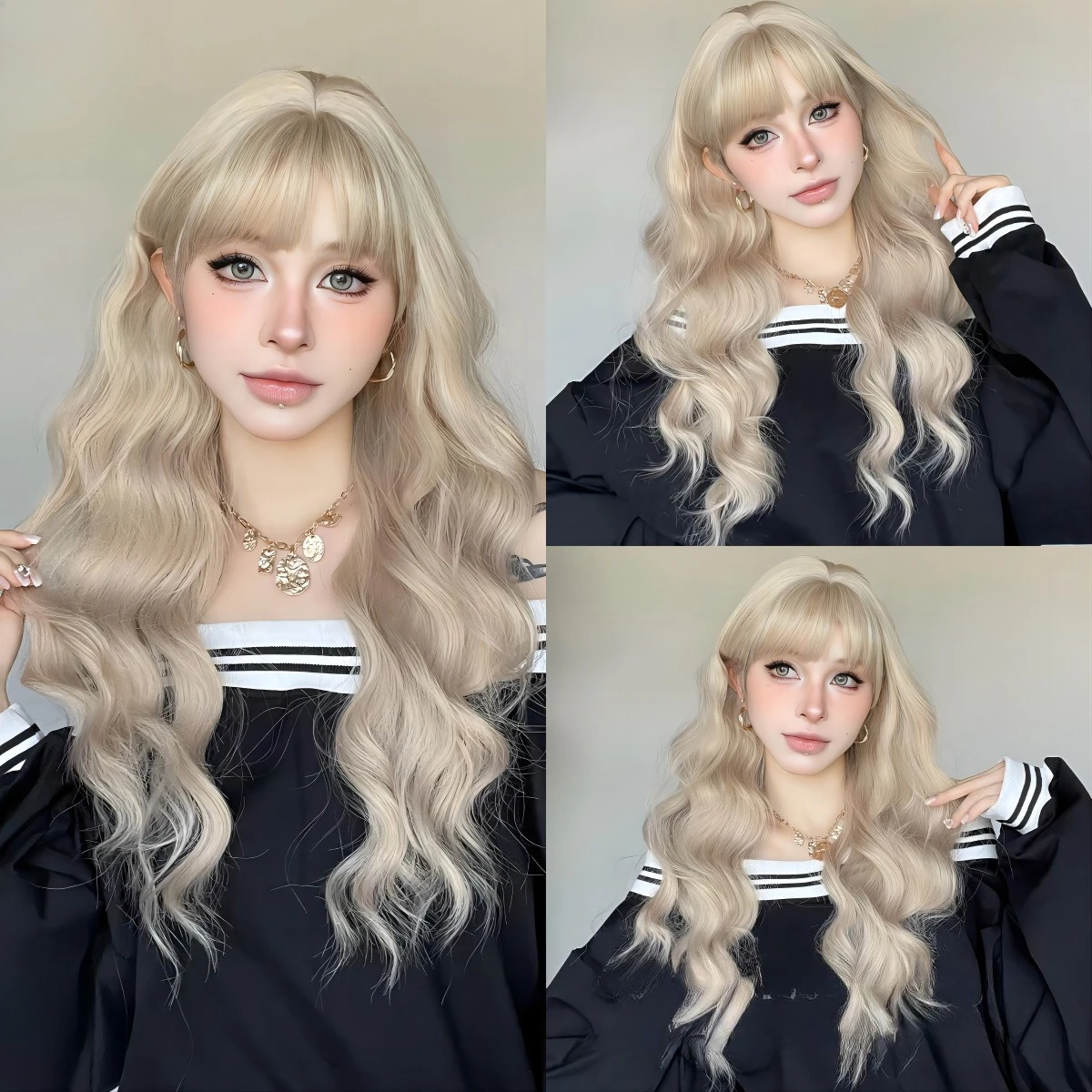 Synthetic Wigs for Women: Light Blonde Long Hair Full Head Wig, Woolly Curls Wig, Voluminous Big Waves, Lolita Hairstyle
Synthetic Wigs for Women: Light Blonde Long Hair Full Head Wig, Woolly Curls Wig, Voluminous Big Waves, Lolita Hairstyle