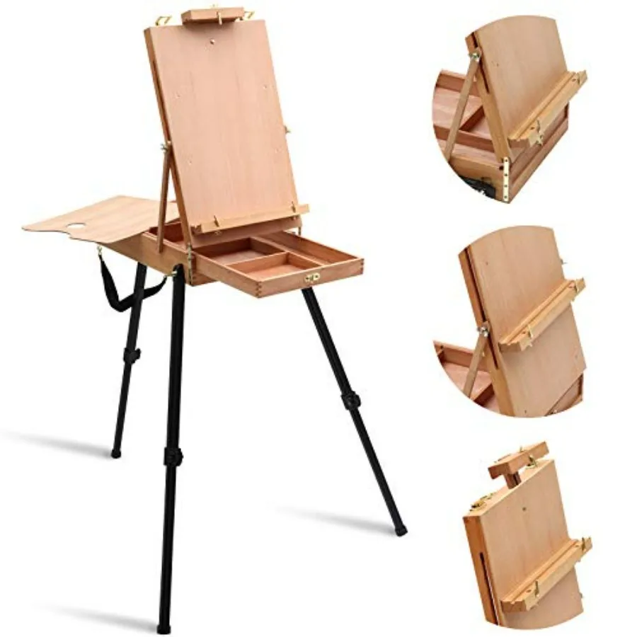 Light Weight French Style Field and Sketchbox Easel with Aluminum Tripod Adjustable Beechwood Tripod Standing Easel with Drawer
Light Weight French Style Field and Sketchbox Easel with Aluminum Tripod Adjustable Beechwood Tripod Standing Easel with Drawer